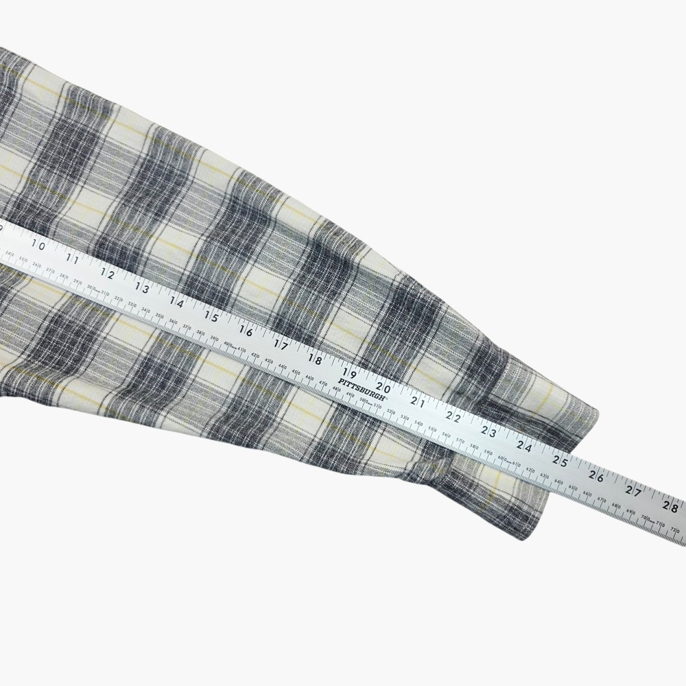 Tommy Bahama Mens XLT Canyon Beach Flannel Shirt Grey White Plaid Long Sleeve - Picture 10 of 11